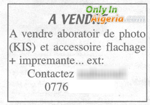 Aboratoir de photo à vendre