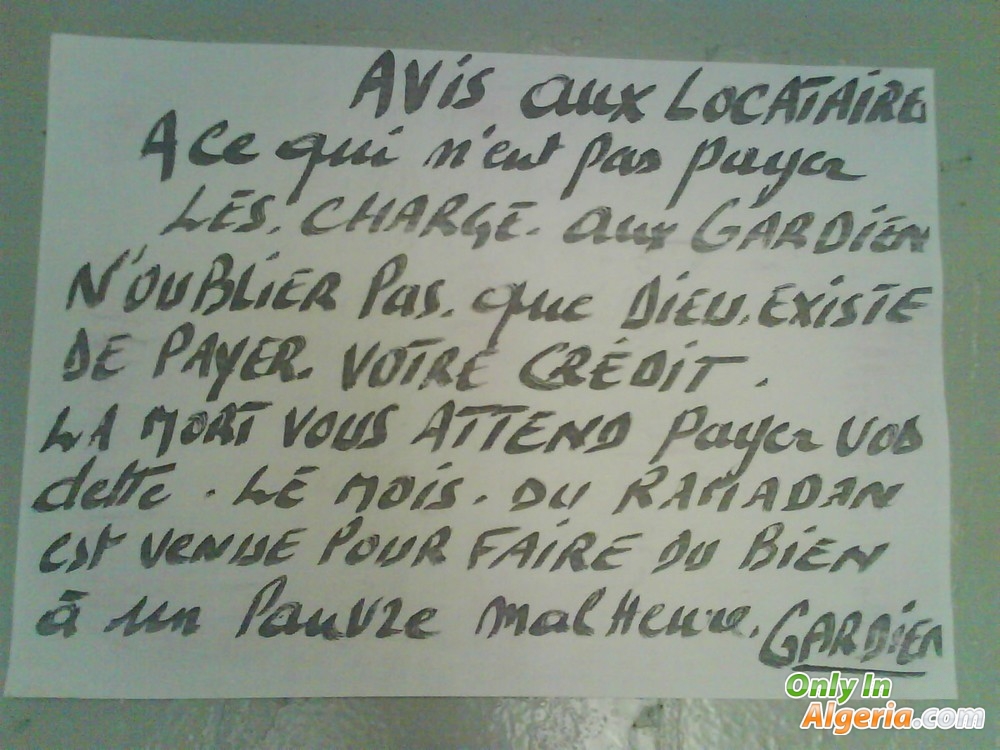 Avis aux locataires