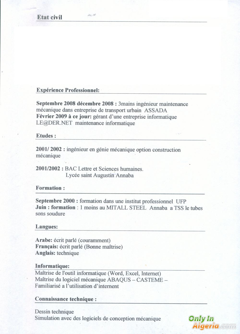 CV ingenieur