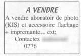 Aboratoir de photo à vendre